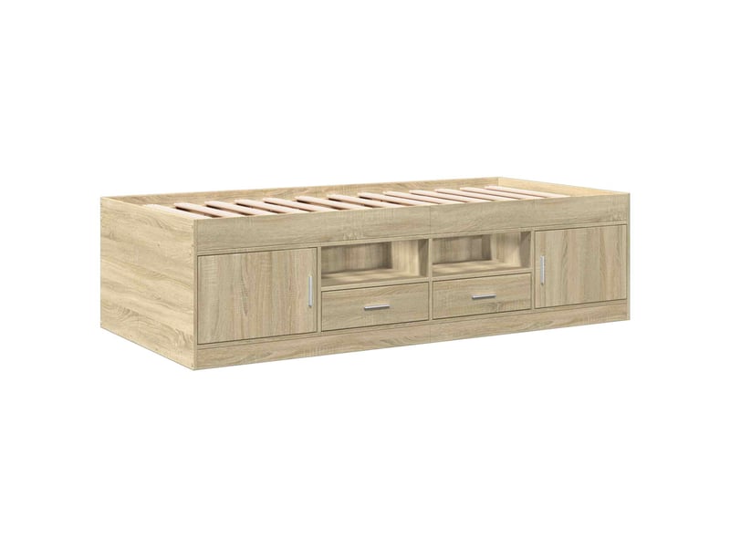 Lit simple- lit adulte - cadre de lit avec rangement avec porte chêne sonoma 80 x 200 cm - Conforama B