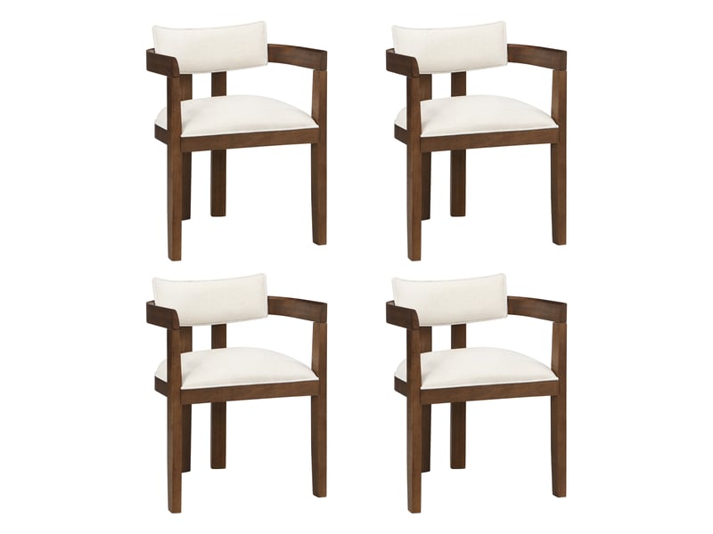  Lot de 4 chaises de salle à manger 60 60,5x57,5x78,5 cm, tée d'accoudoirs, design classique, bois, couleur noyer  - Conforama A