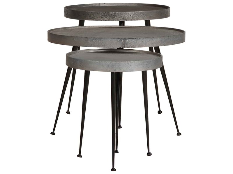  Table basse 3 pcs - table de salon - table à thé en bois composite argenté  - Conforama A