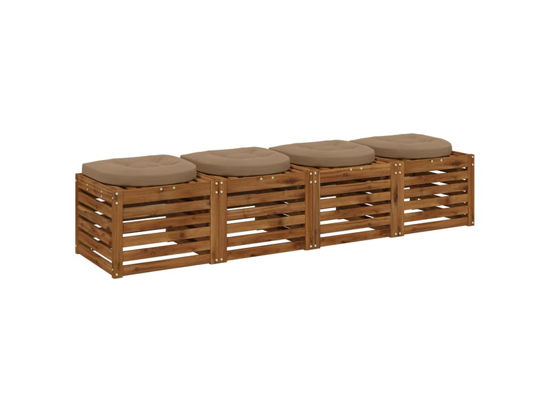 Lot de 4 coussins de siège, coussins d'assise 100 % polyester taupe cf60090 - Conforama C