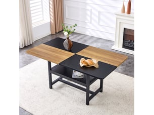 Table à manger rectangulaire 160x90x76 cm noir et bois, en mdf et métal, avec rangement, pour salle à manger