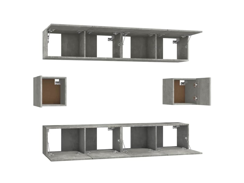  Ensemble de meubles tv 6 pcs gris béton bois d'ingénierie shl99867  - Conforama E