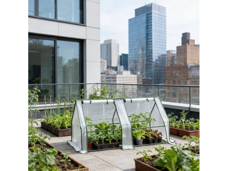  Serre de jardin extérieure blanche 180 x 90 x 90 cm en polyéthylène et acier, avec 2 portes enroulables  - Conforama B