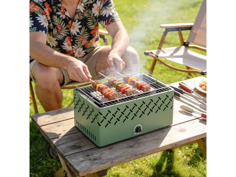  Barbecue au charbon portable avec ventilateur intégré, surface 45,5 x 29 cm  - Conforama C