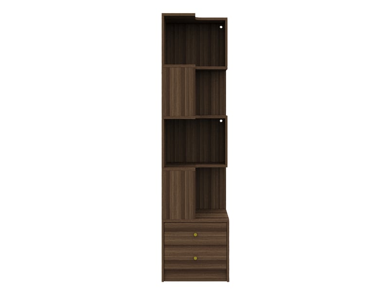  Étagère d’angle en l multifonction, marron, 45 × 43,5 × 180 cm, éclairage contrôlable par appli  - Conforama A