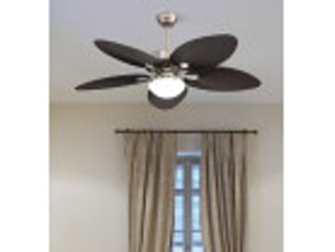 Ventilateur de plafond fabrilamp borasco dc nickelmarron 5 pales 132 cm 6 vitesses led 24 w télécommande