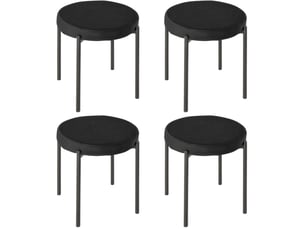 Lot de 4 tabourets de cuisine 41,5x41,5x46 cm empilables, rembourrés, aspect velours, structure métallique noire