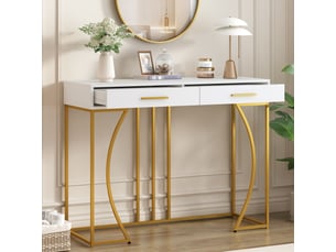 Console 2 tiroir(s)  coloris blanc <strong>RAYOFI</strong> <strong></strong> - longueur 110 cm - 120 cm