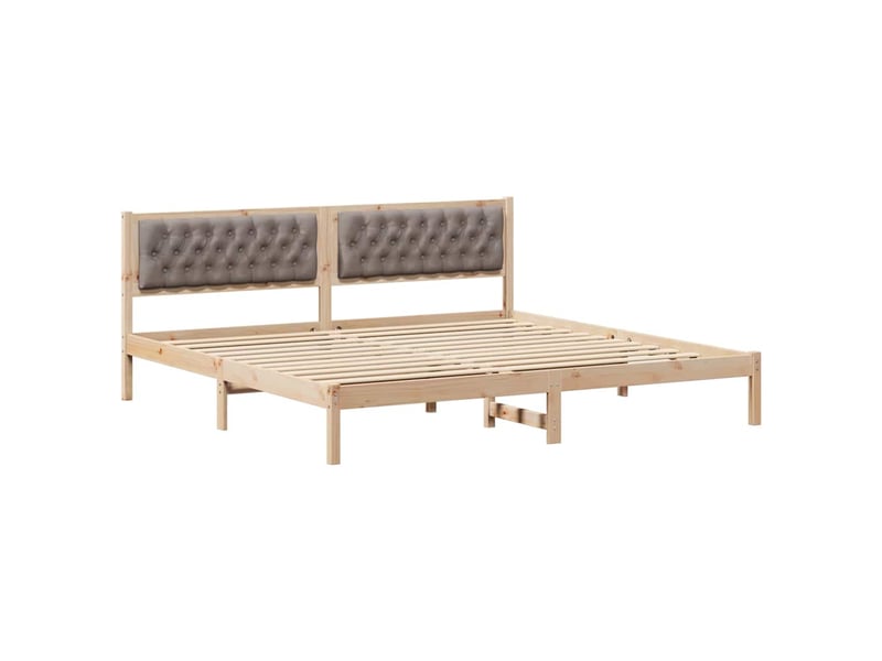 Lit double- lit adulte - cadre de lit avec tête de lit taupe 200 x 200 cm pin massif - Conforama A
