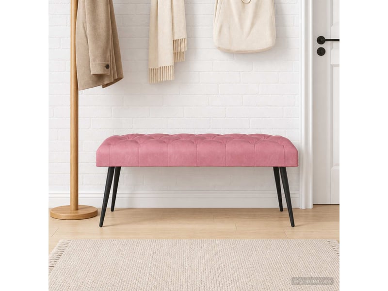  Banc chambre, banc de lit avec capitonnage bouton rose 110x40x46 cm velours shl53980  - Conforama C
