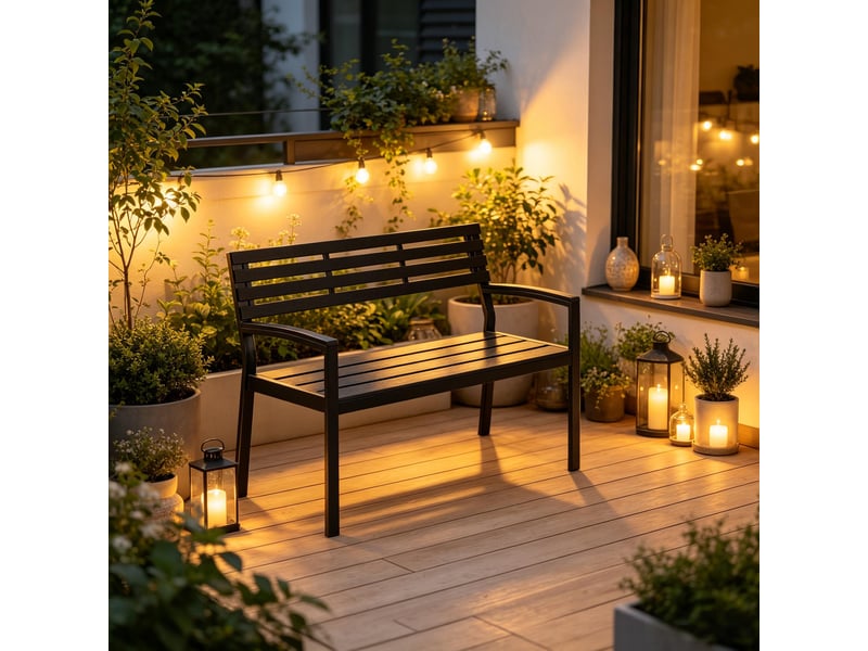  Banc de jardin extérieur avec dossier 115 cm noir westcott  - Conforama C