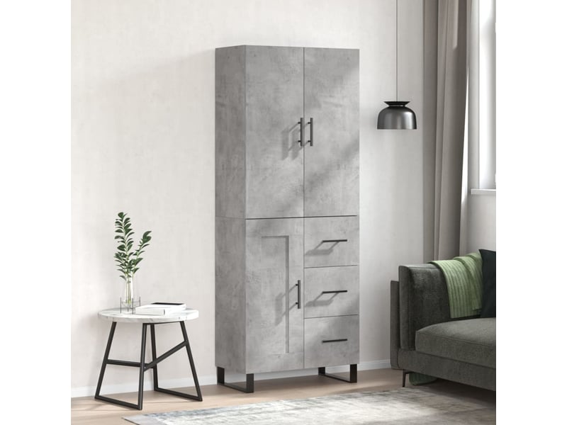  Buffet haut - bahut - meuble de rangement gris béton 69,5x34x180 cm bois d'ingénierie  - Conforama B