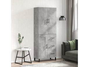Buffet haut - bahut - meuble de rangement gris béton 69,5x34x180 cm bois d'ingénierie