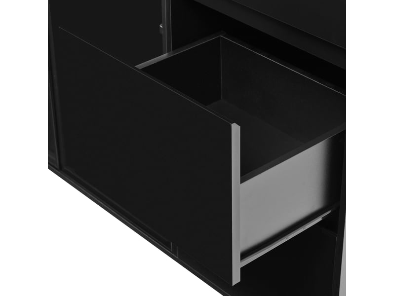  Armoire haute 120x40x180 cm avec led, effet marbre, noir et blanc  - Conforama E