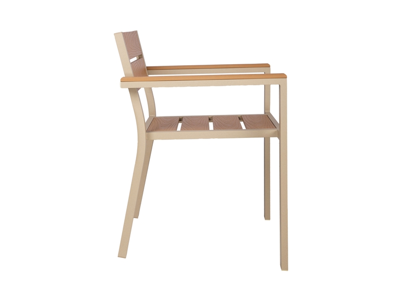  Lot de 2 fauteuils en aluminium et bois creme  - Conforama D