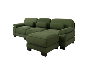 Canapé d'angle modulaire tcqpz 3 places avec pouf 265 x 161 x 94 cm velours côtelé vert