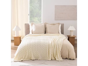 Couverture 2 personnes 220 x 240 cm – sherpa relief edgar - 220x240cm - naturel