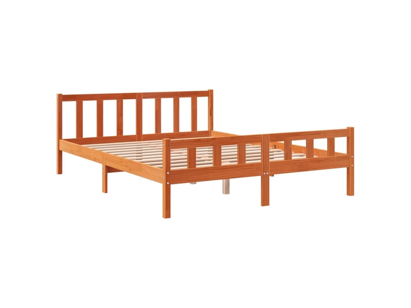  Lit double- lit adulte -  cadre de lit sans matelas  marron 150x200cm bois pin massif  - Conforama B