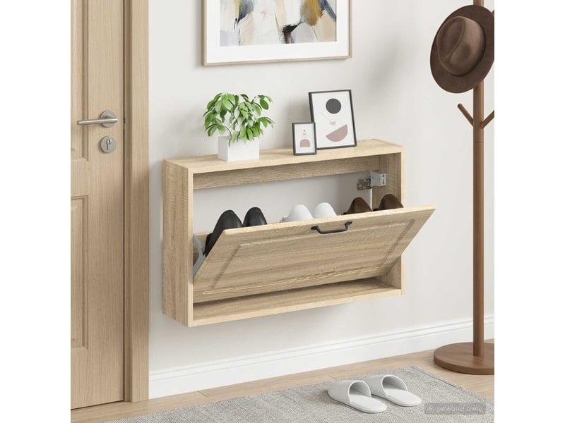  Meuble à chaussures mural, armoire à chaussures utrecht 71x17x43 cm chêne sonoma  - Conforama B