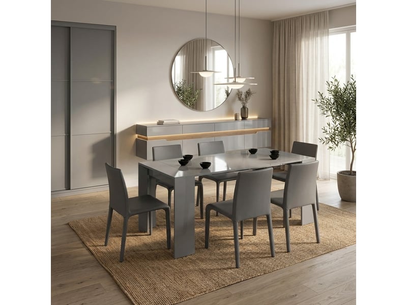 Console extensible gain de place en mdf anti-rayures, made in italy, nivara - gris  - Conforama C