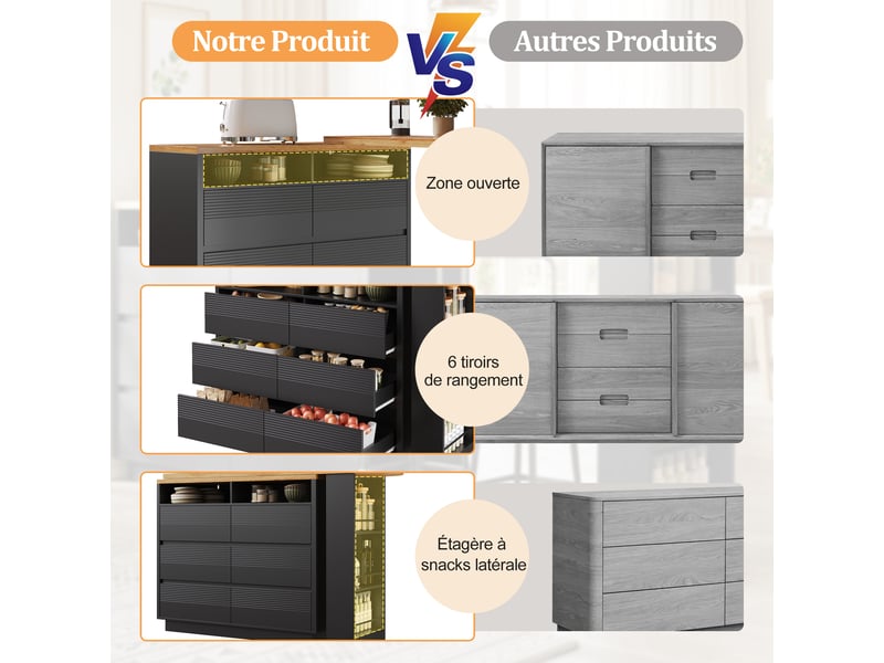 Meuble de cuisine muvano, table de bar extensible noire en mdf, longueur de 137 à 215 cm - Conforama E