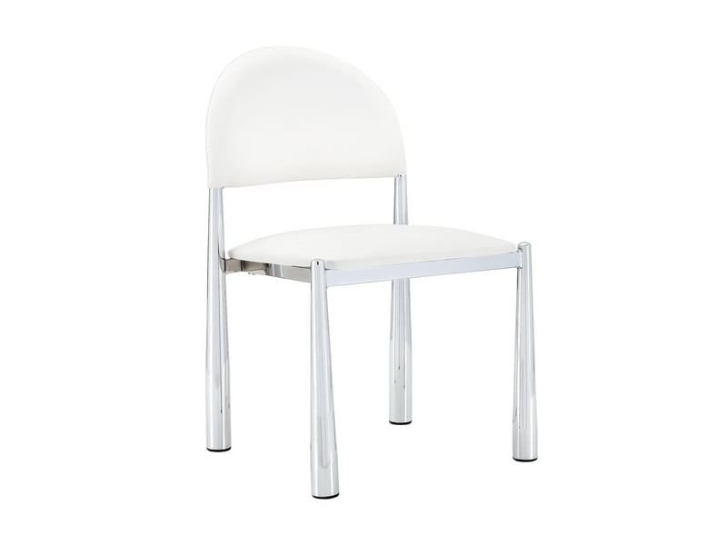  Lot de 2 chaises de salle à manger 45x48x80 cm dossier semi-circulaire polyuréthane (pu) métal blanc  - Conforama A