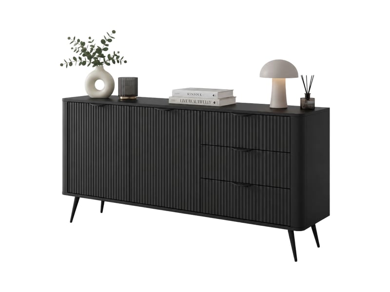 Buffet halilala, commode 3 tiroirs, 163x38x81h cm noir Halilala - Conforama A