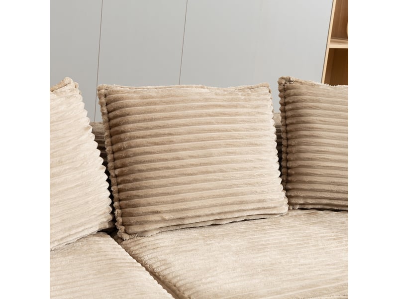  Canapé en velours côtelé kaki 250x152x82 cm avec porte-gobelets et pochette latérale intégrée  - Conforama W