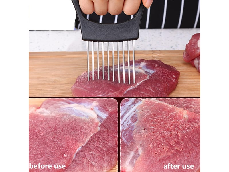 2 pièces pince à oignon en acier inoxydable fourchette à oignon tranche oignon couteau à oignon pour couper la viande légumes - Conforama C