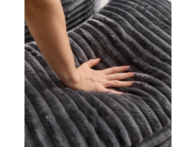 Fauteuil de lecture 168x123x63 cm, avec repose-pieds,velours côtelé, gris foncé - Conforama E