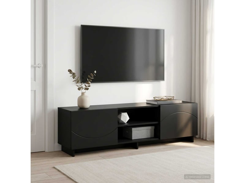  Meuble tv, banc tv 140x34.5x40 cm noir bois d'ingénierie  - Conforama B