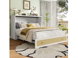 Lit escamotable 140x200 cm OKWISH coloris blanc