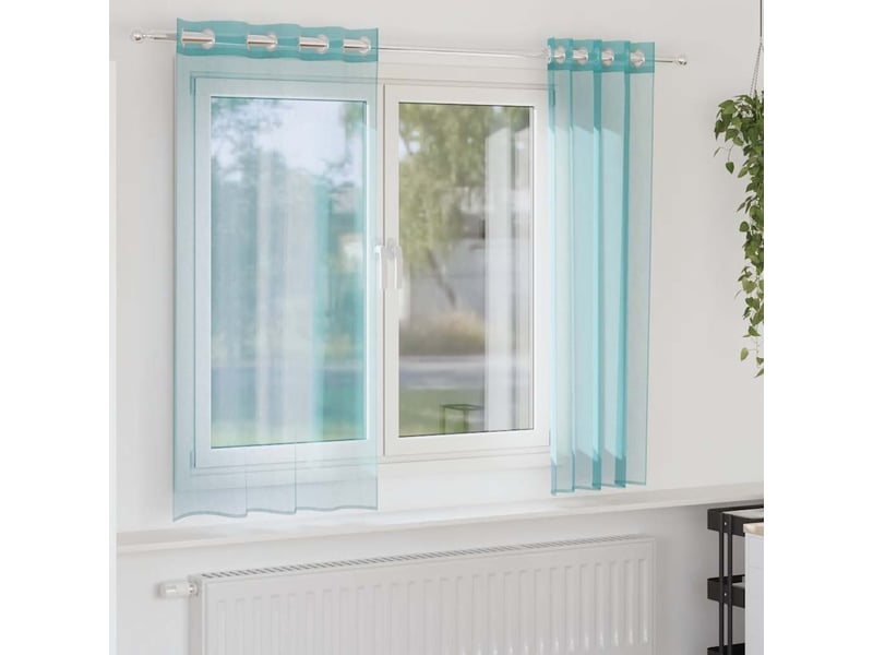  Lot de 2 rideaux en voile, voilages avec œillets turquoise cf44425  - Conforama B