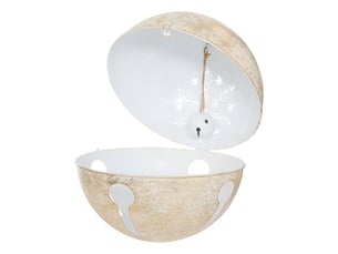 Grelot de noël en métal blanc et or d. 41 cm pour l'extérieur