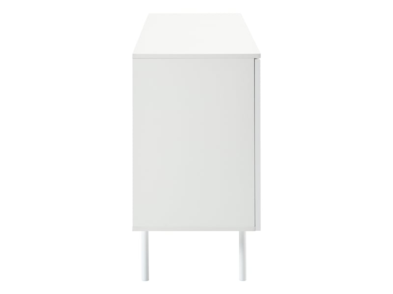  Buffet 4 portes à motifs arqués avec étagères réglables pour salon en mdf et métal blanc  - Conforama D