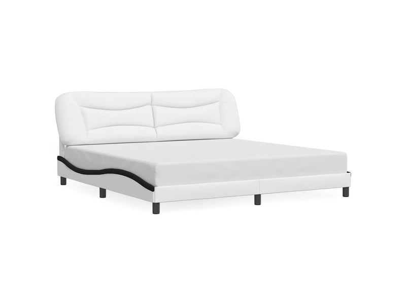  Lit adulte, lit double, cadre de lit sans matelas hvar blanc et noir 200x200cm similicuir cf14781  - Conforama A
