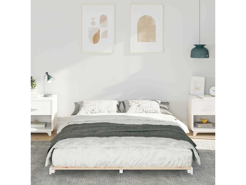  Lit double- lit adulte -  cadre de lit blanc 150 x 200 cm pin massif  - Conforama B
