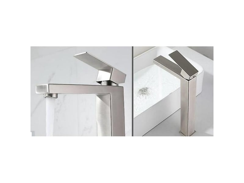  Mitigeur de lavabo haut de gamme à levier unique en acier inoxydable, argent, 32*15 cm SZPA301931JJZJ - Conforama D