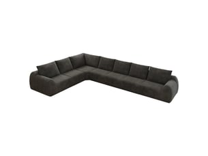 Canapé compressé en forme de l, 401x267x85 cm, 7 places, mousse haute élasticité, sans montage, tissu chenille, gris foncé
