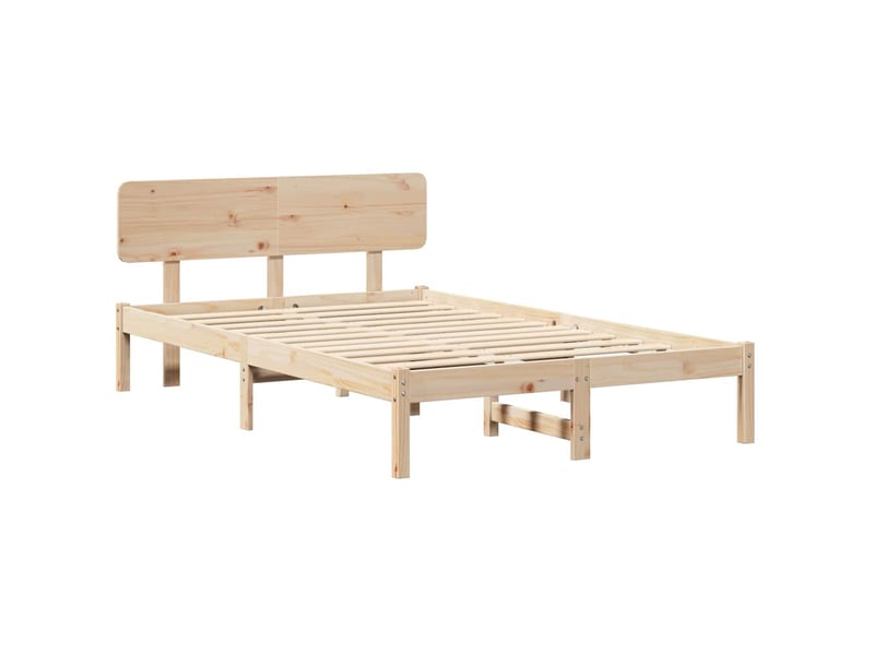 Lit double- lit adulte - cadre de lit avec tête de lit naturel 120 x 190 cm pin massif - Conforama C