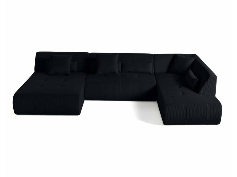  Onyx - canapé panoramique d'angle droit 7 places - en velours côtelé - lisa design - noir ONYX - Conforama A