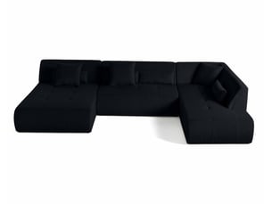 Canapé d'angle droit fixe BESTMOBILIER ONYX 7 places Velours Noir