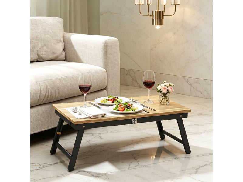  Table de lit inclinable pour ordinateur avec tiroir bambou et mdf 83.5x33 cm  - Conforama B