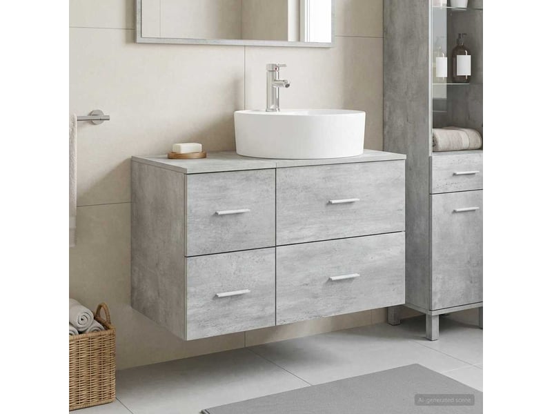  Ensemble de mobilier de salle de bain 2 pc gris béton cf64144  - Conforama B