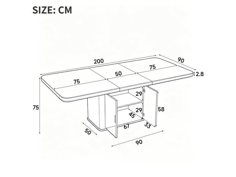  Table à manger extensible 150200x90 cm avec rangement blanc marbré et chêne  - Conforama C