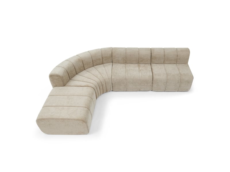  Canapé d'angle modulaire 4 places compressé - modules combinables en chenille, assise confortable  - Conforama A