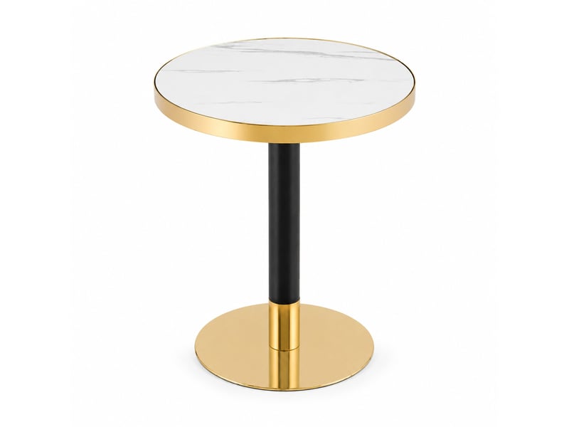  Table d'appoint ronde,ø60x73,7 cm,mdf,effet marbre blanc et métal noir doré  - Conforama D