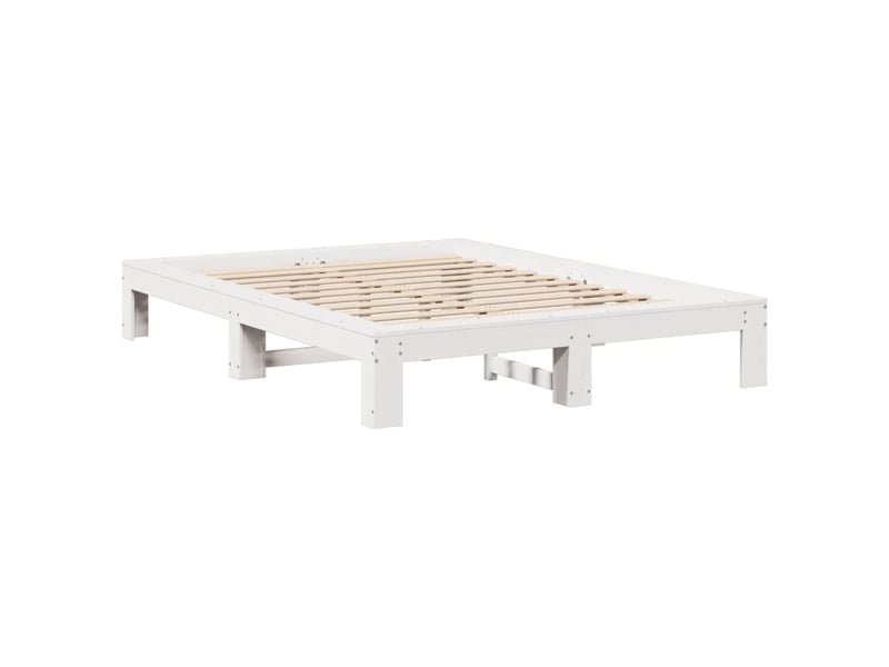  Lit double- lit adulte -  cadre de lit sans matelas blanc 135x190 cm bois de pin massif  - Conforama B