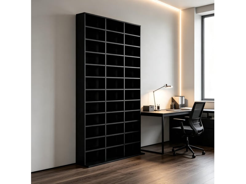  Meuble de rangement médias 102x23.5x195 cm réglable mdf noir  - Conforama E