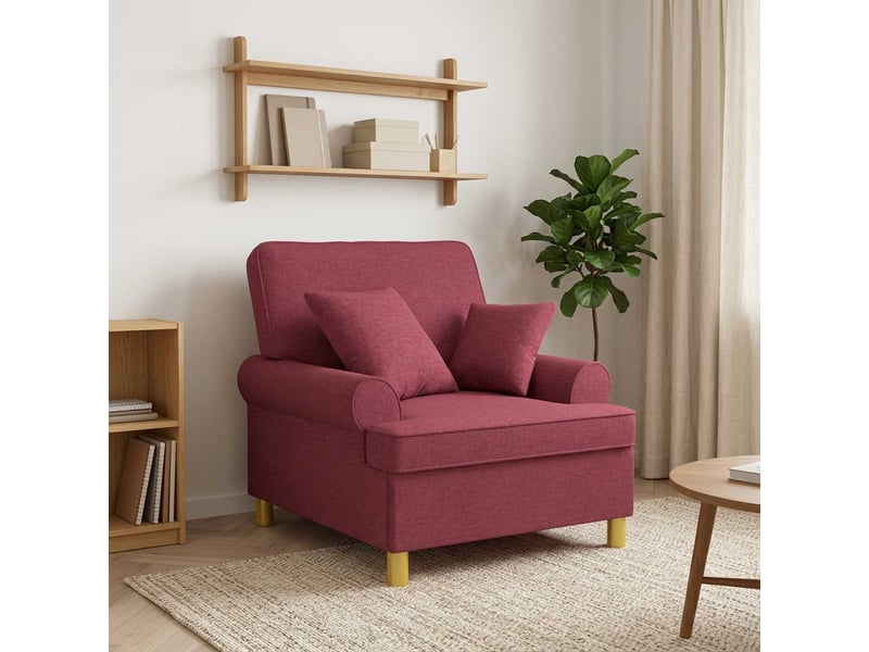  Vidaxl fauteuil xl avec coussins bordeaux tissu  - Conforama B